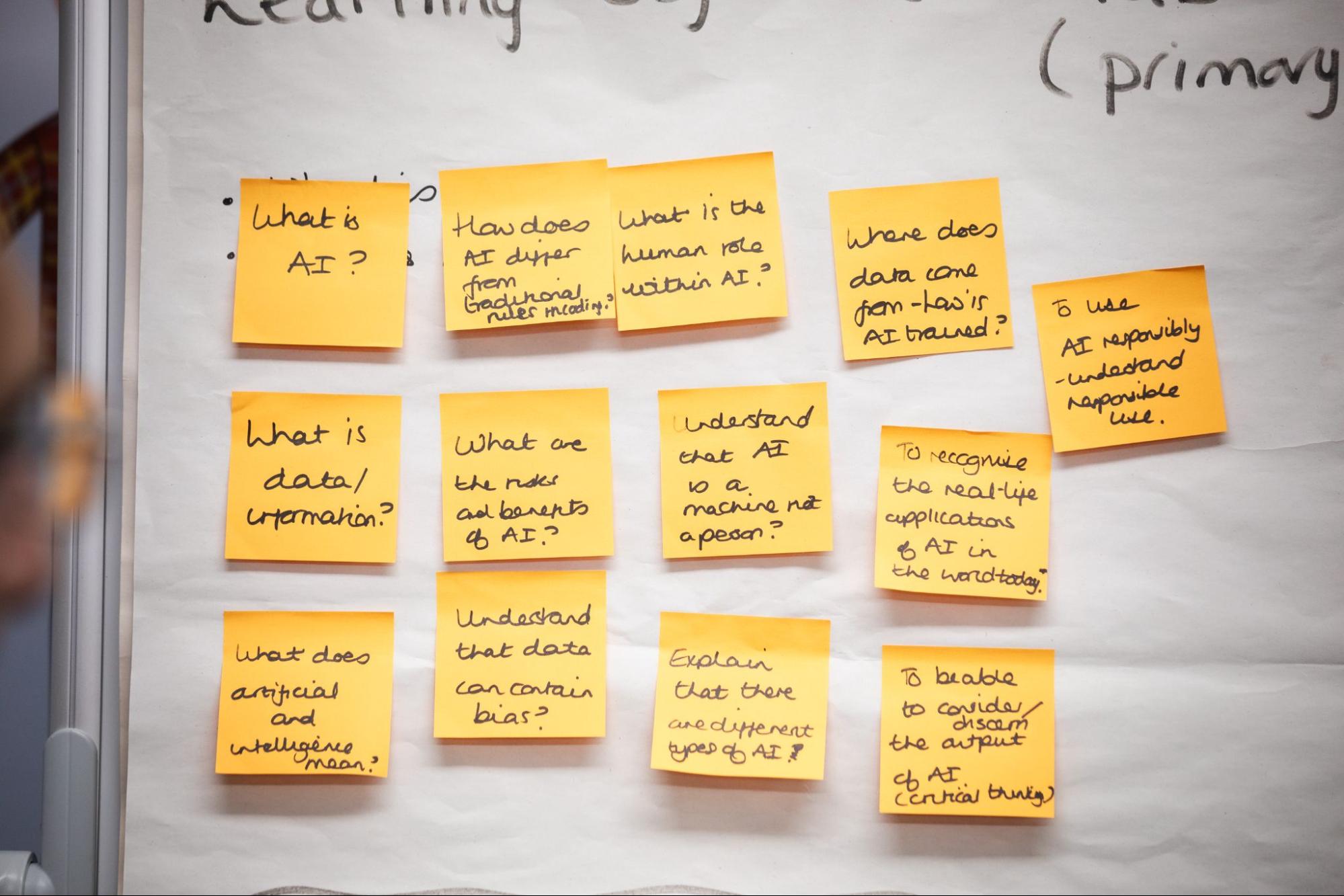 Notes at our teacher workshop about AI