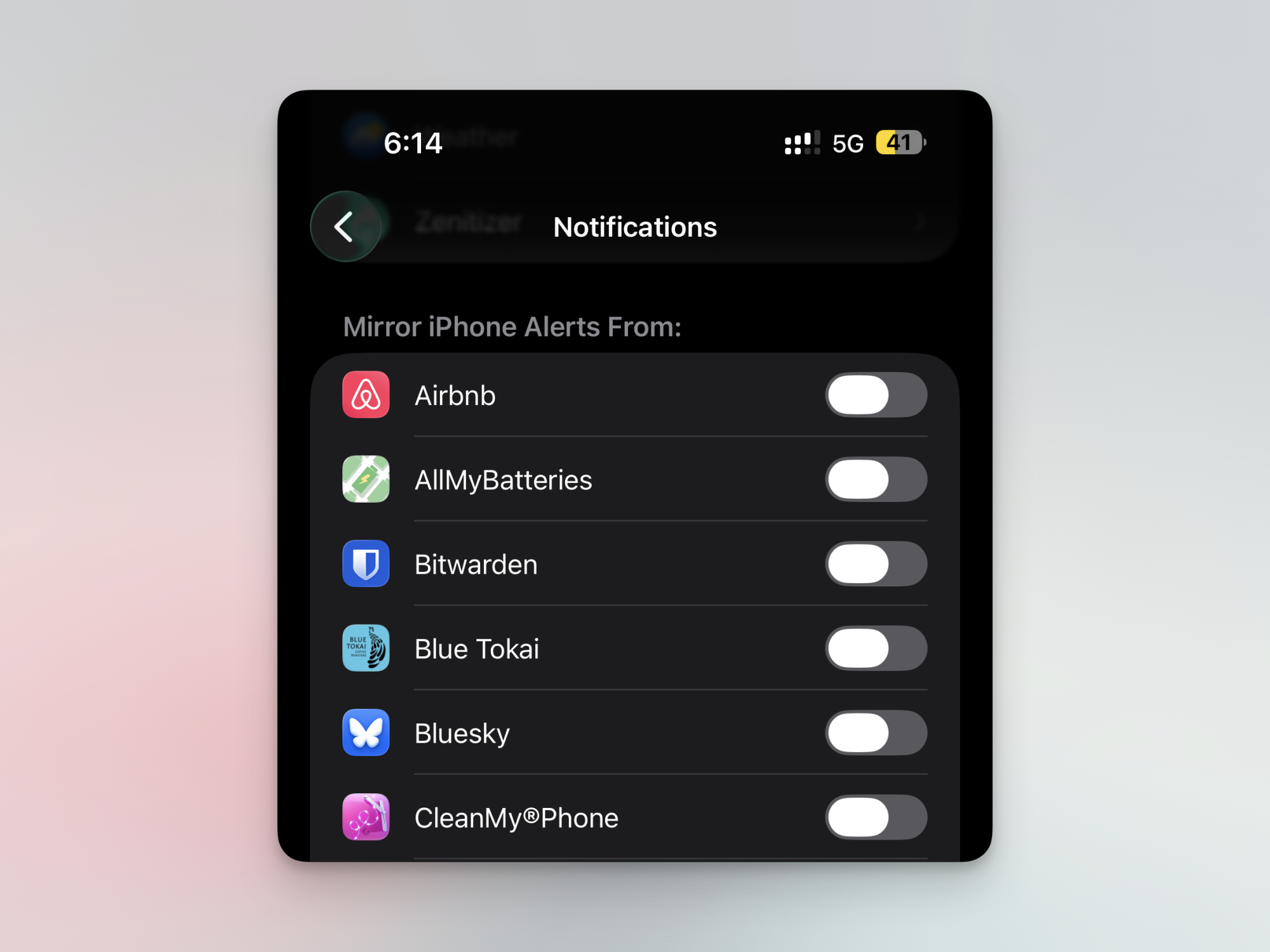 Disabling notifications for Apple Watch.