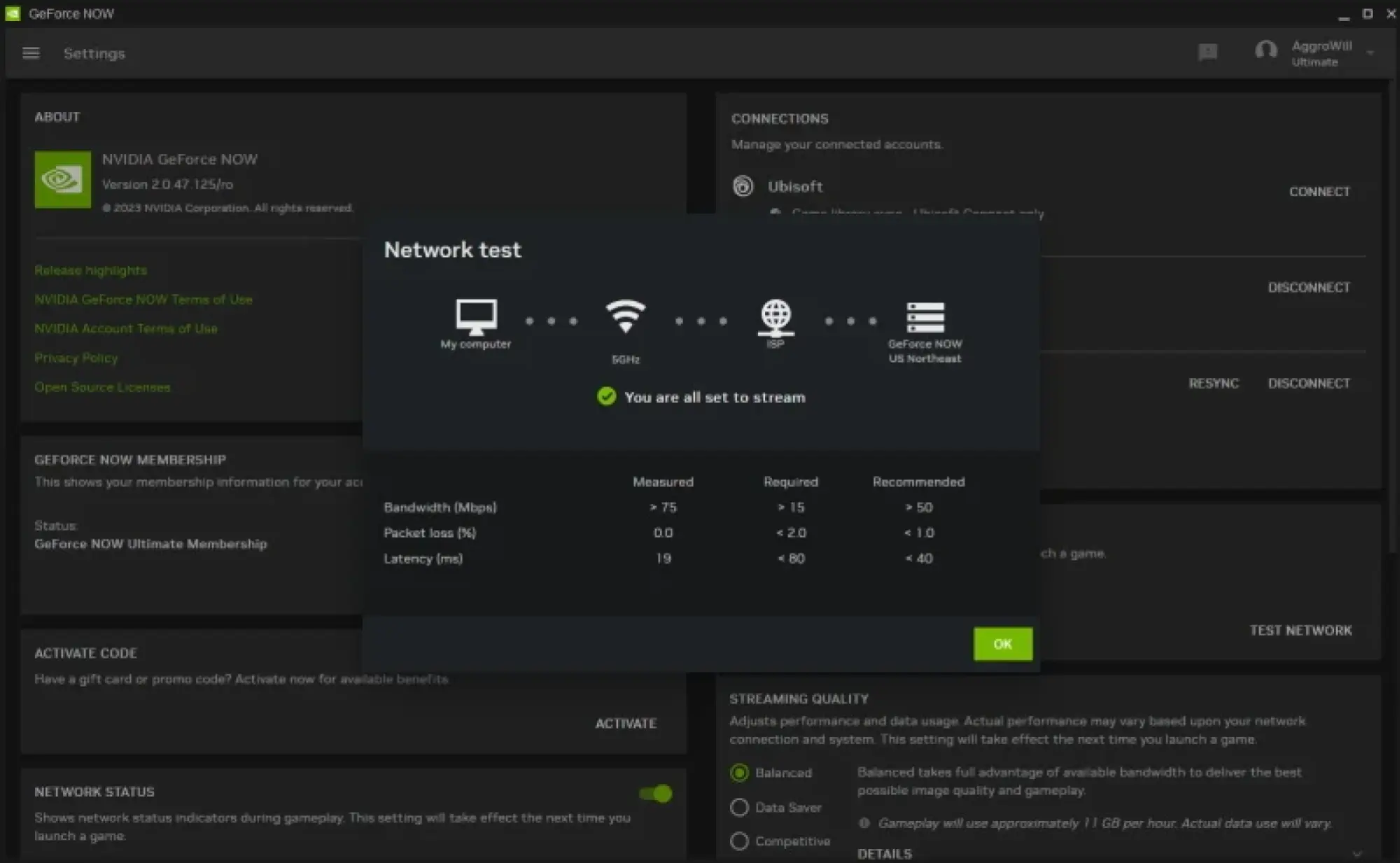 NVIDIA GeForce Now in use
