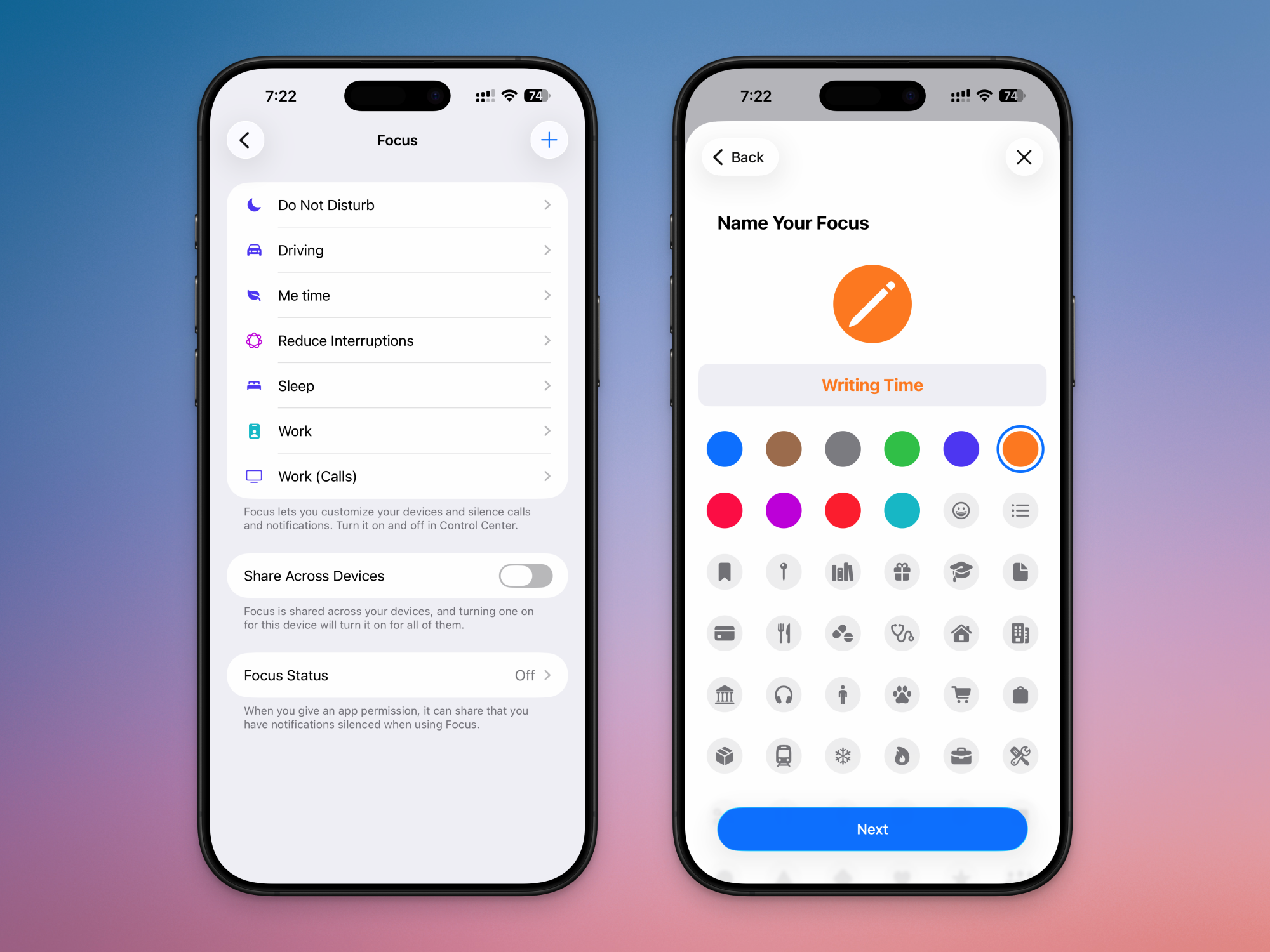 Creating your own custom Focus mode