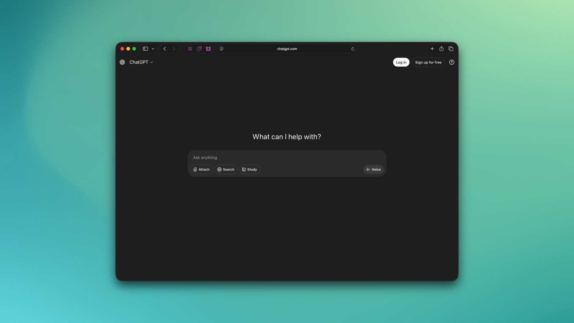 ChatGPT's website on Safari
