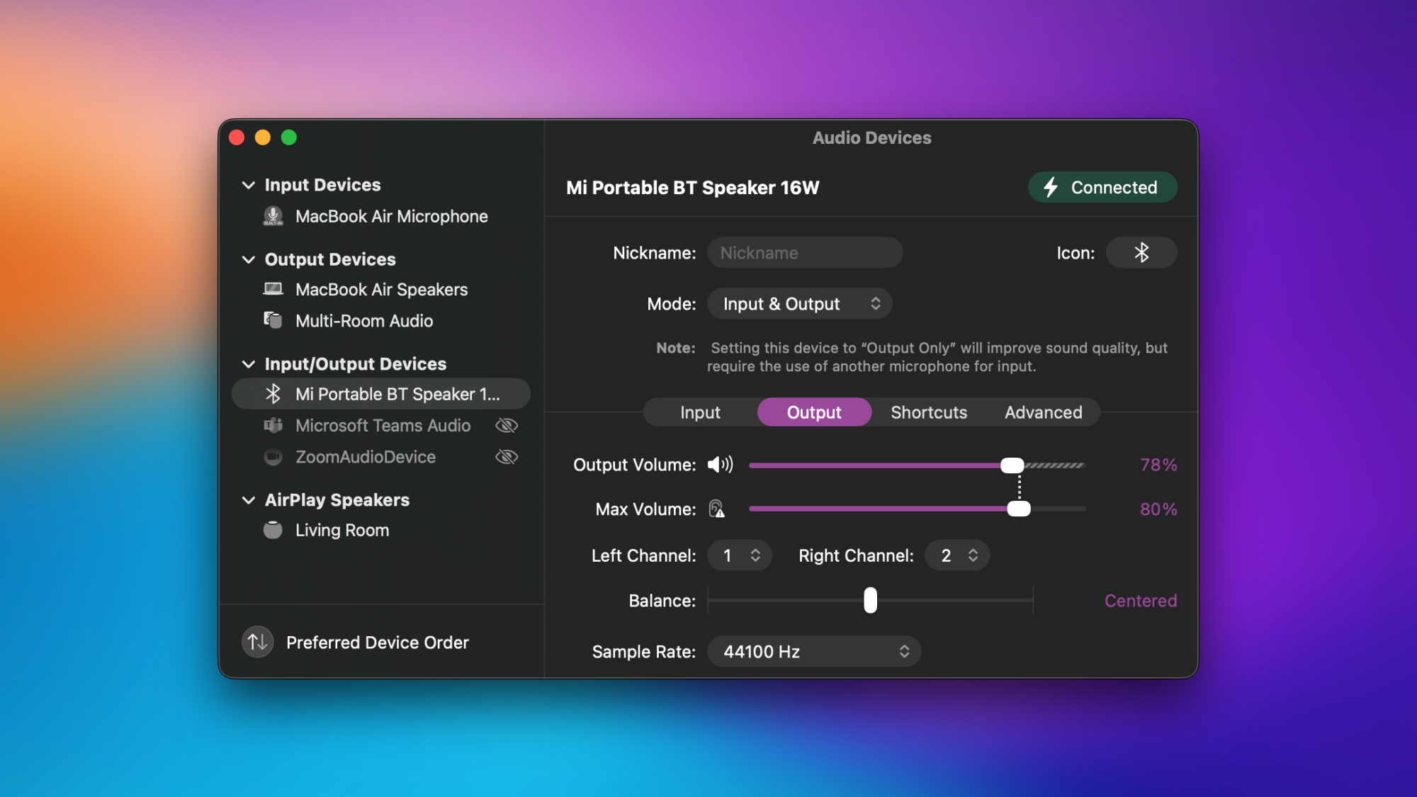 SoundSource on the Mac, with the max volume feature on-screen