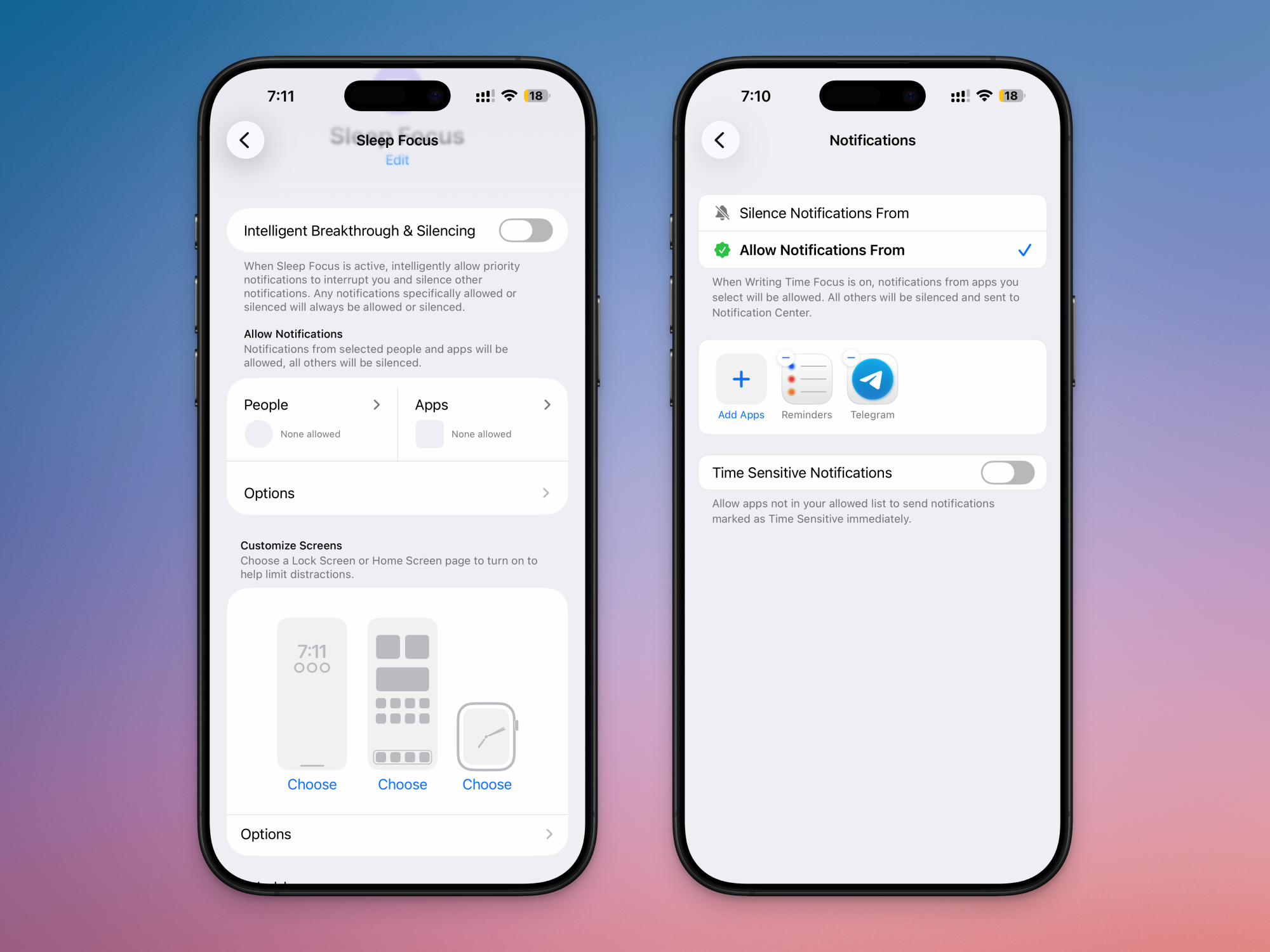 Customizing Focus mode