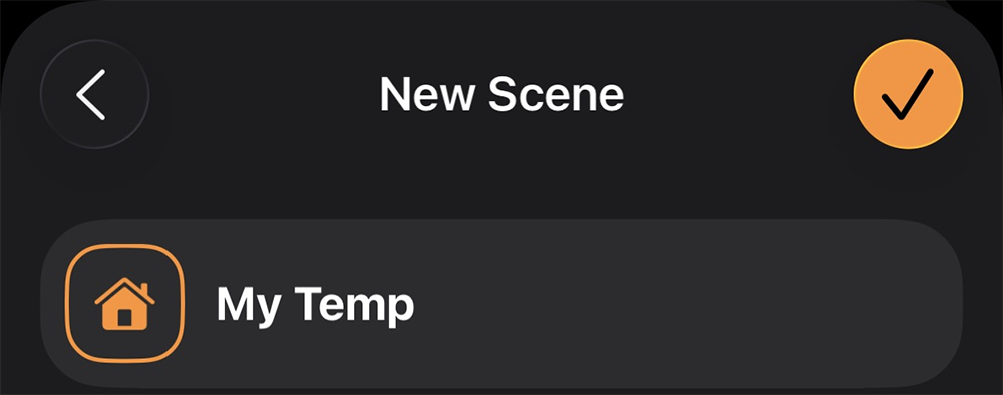 A screenshot of what it looks like to create a new scene in Apple Home