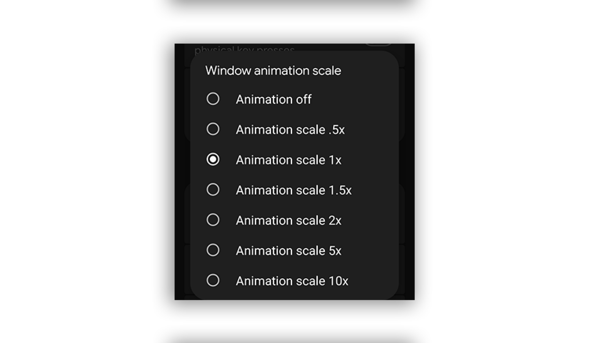A screenshot showing how you can turn down the animation strength