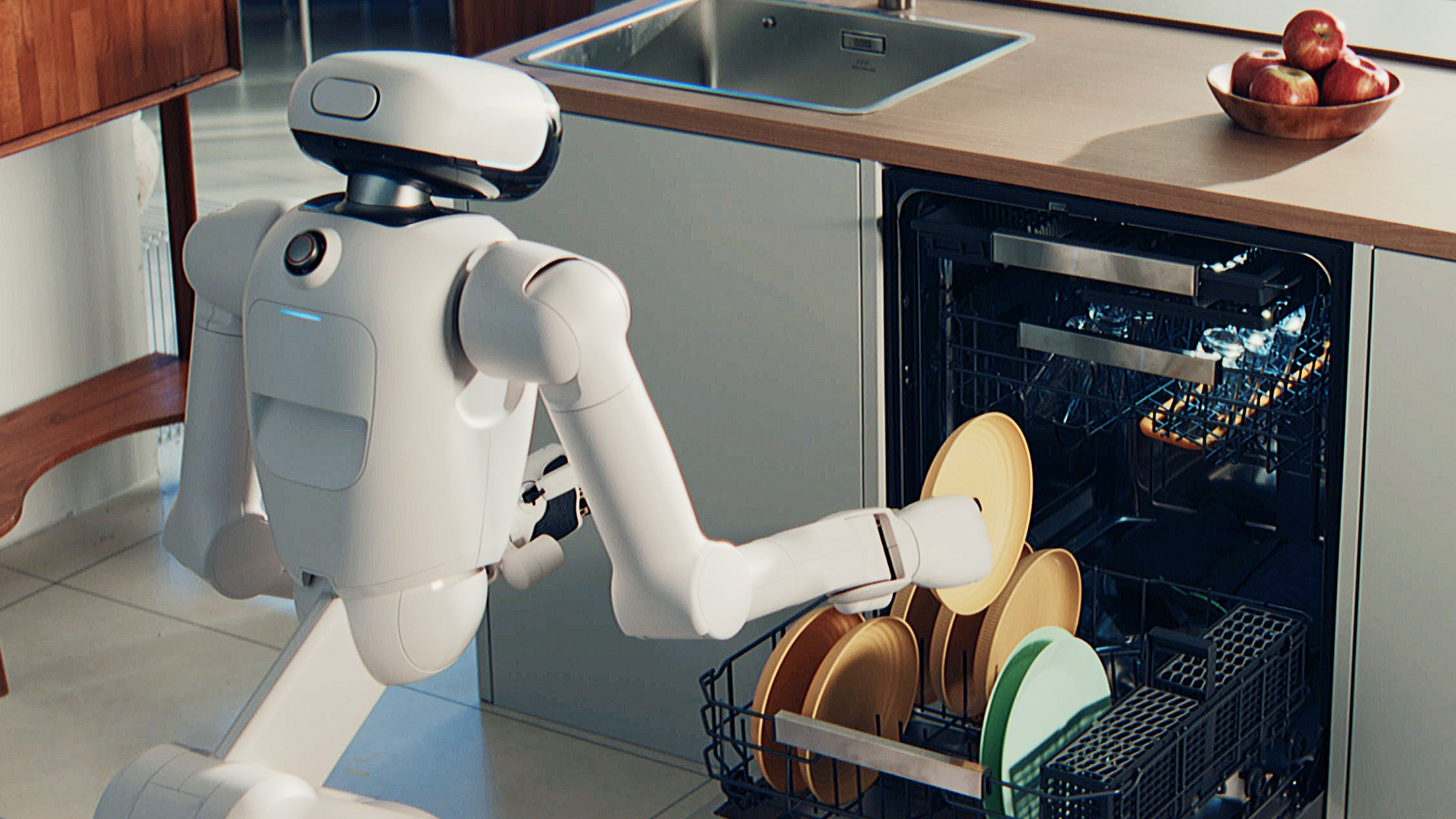 The CLOiD robot unloading a dishwasher.