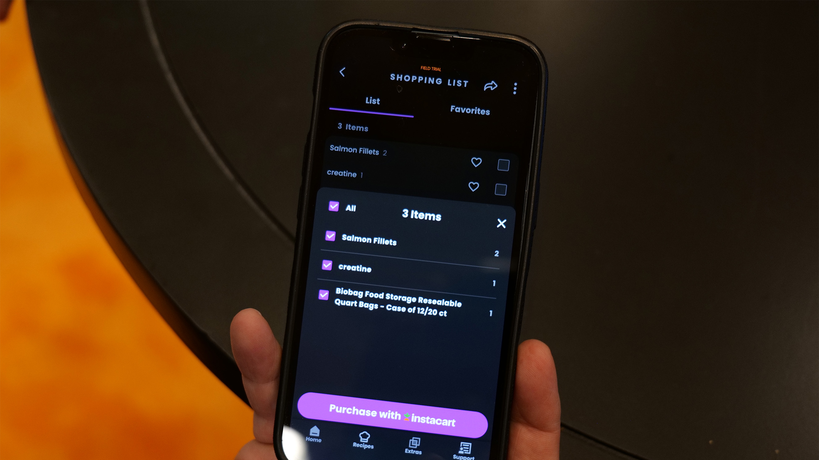 Adding grocery items to Instacart with one button. 