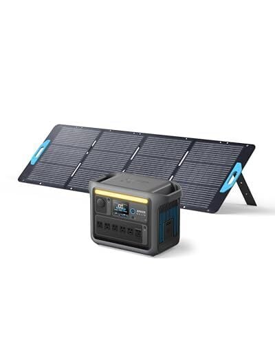 Anker SOLIX C1000 Portable Power Station with 200W Solar Panel, 1800W Solar Generator, 1056wh LFP (LiFePO4) Battery, 6 AC Outlets, Up to 2400W for Home, Power Outages, and Outdoor Camping