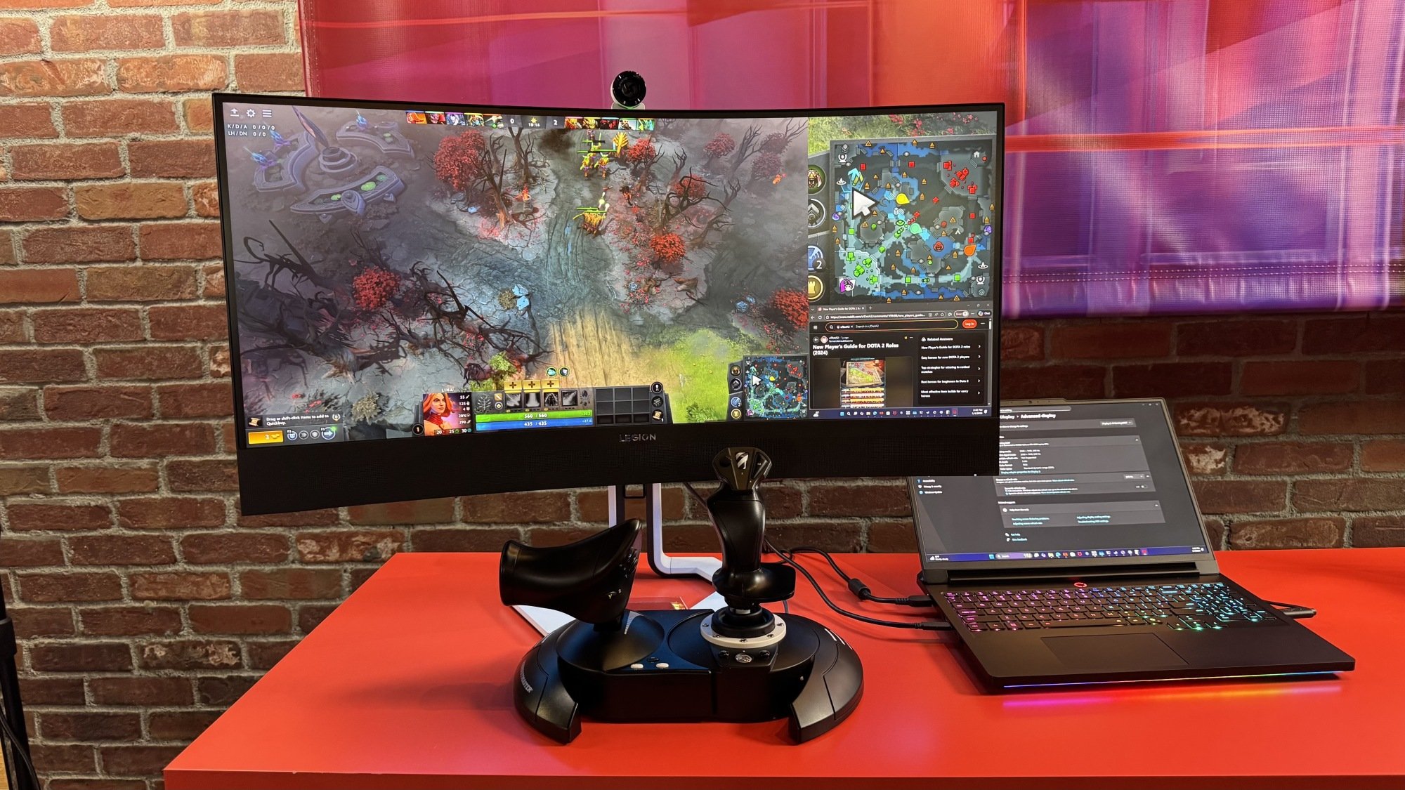 Lenovo AI Frame Monitor showing a map in a MOBA