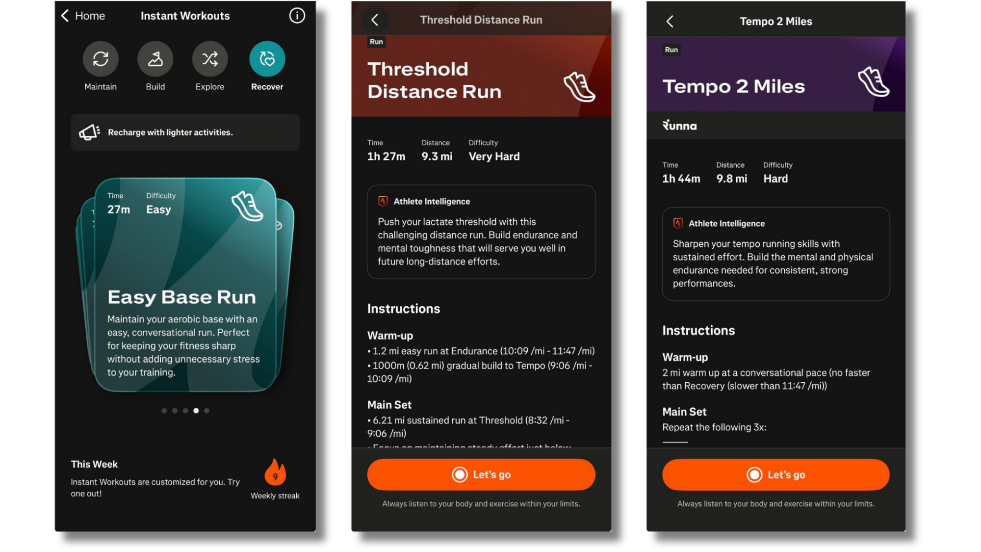 Strava's Instant Workouts feature.