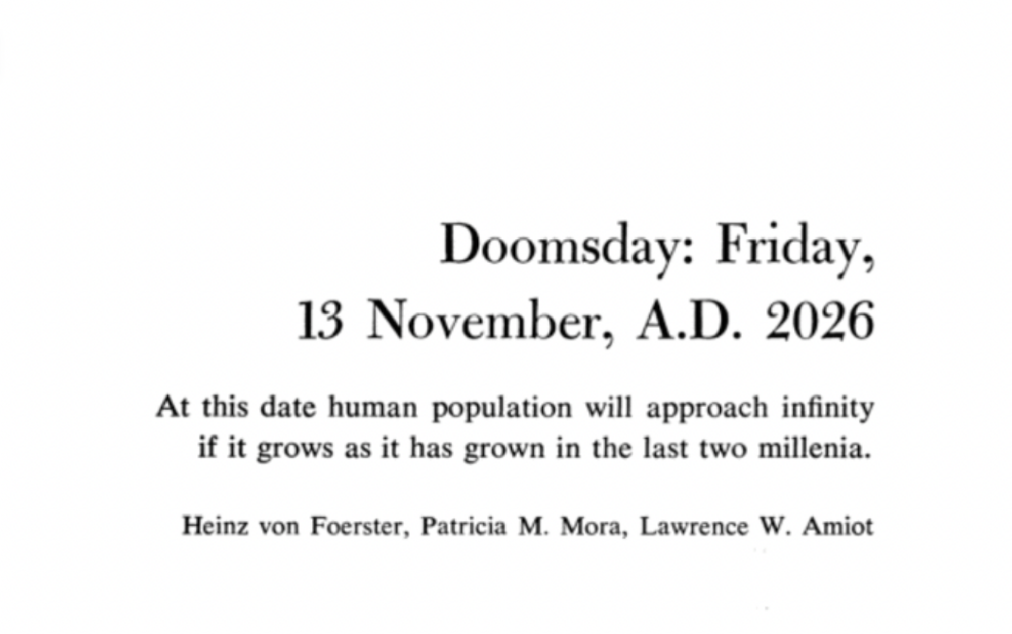 Doomsday Equation
