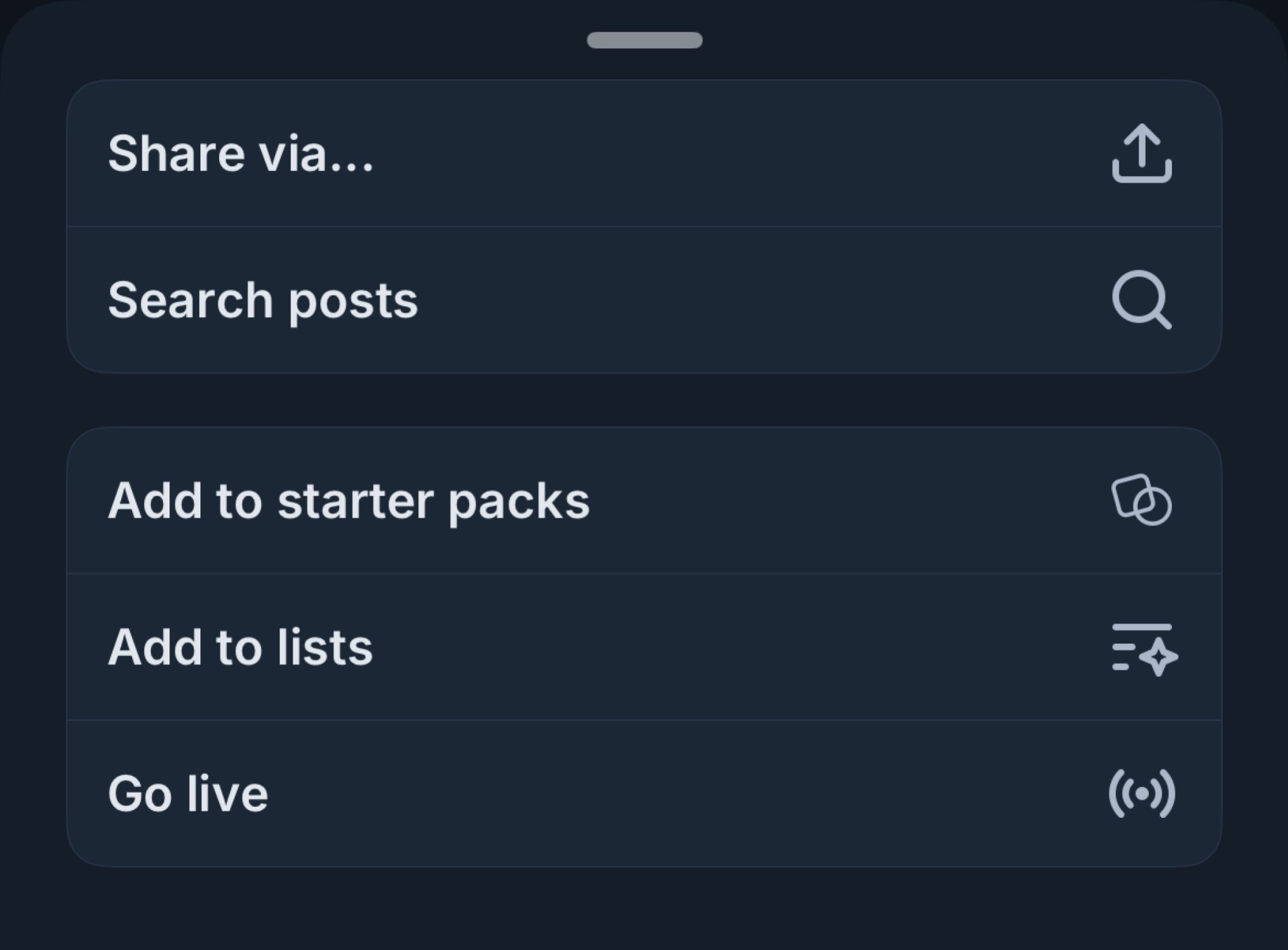 Bluesky three-dot menu options