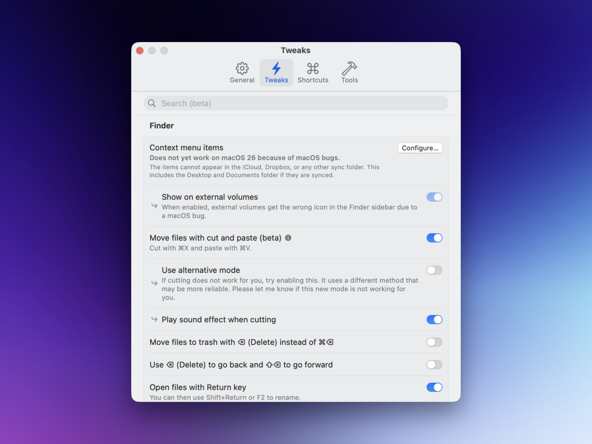 Finder tweaks in Supercharge.