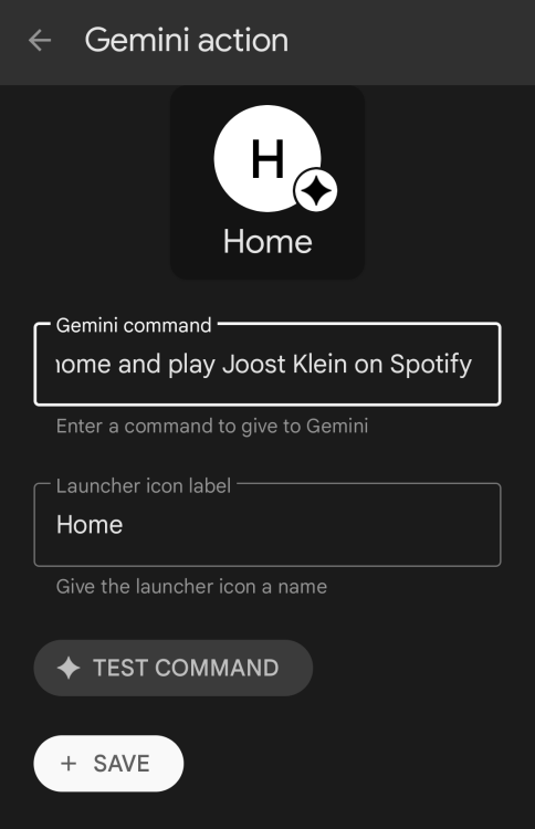 A screenshot showing what the shortcut looks like before it's programmed