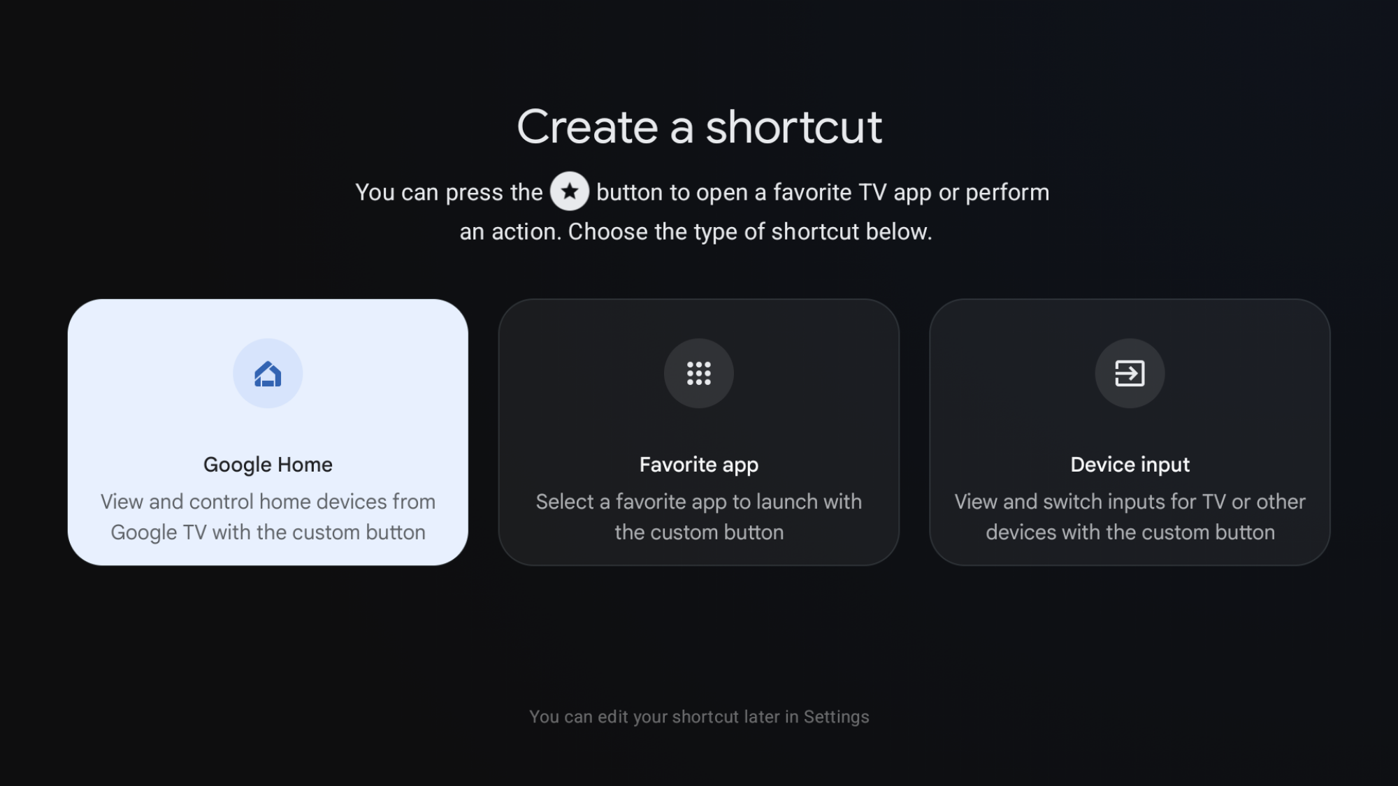 a screenshot showing the three options available