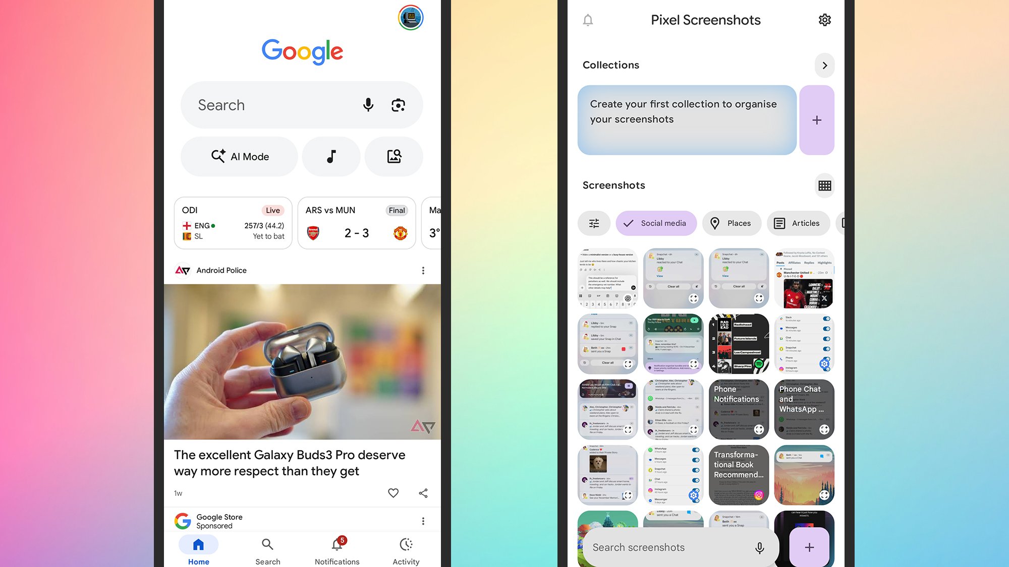 Google Pixel screenshots
