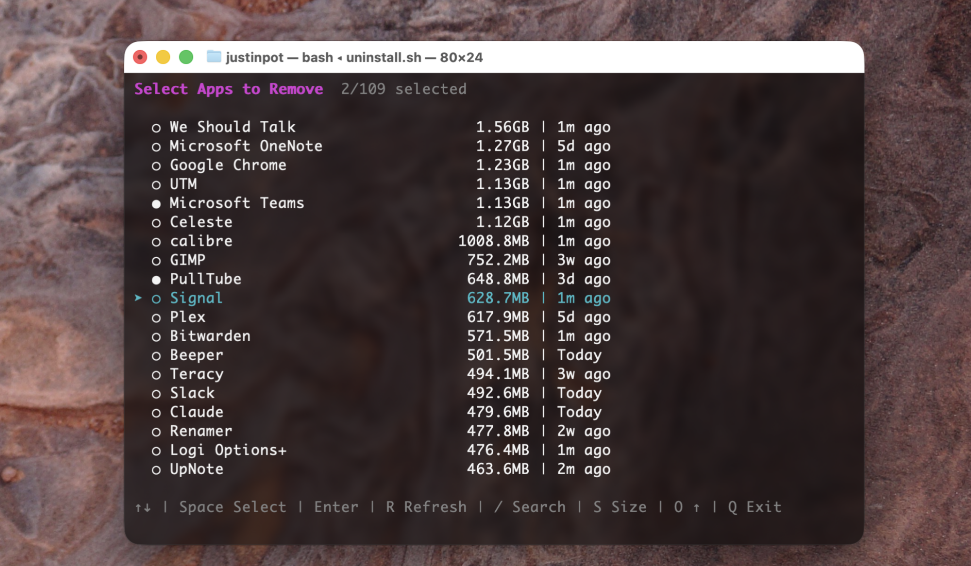 A list of applications you can install in a Terminal window