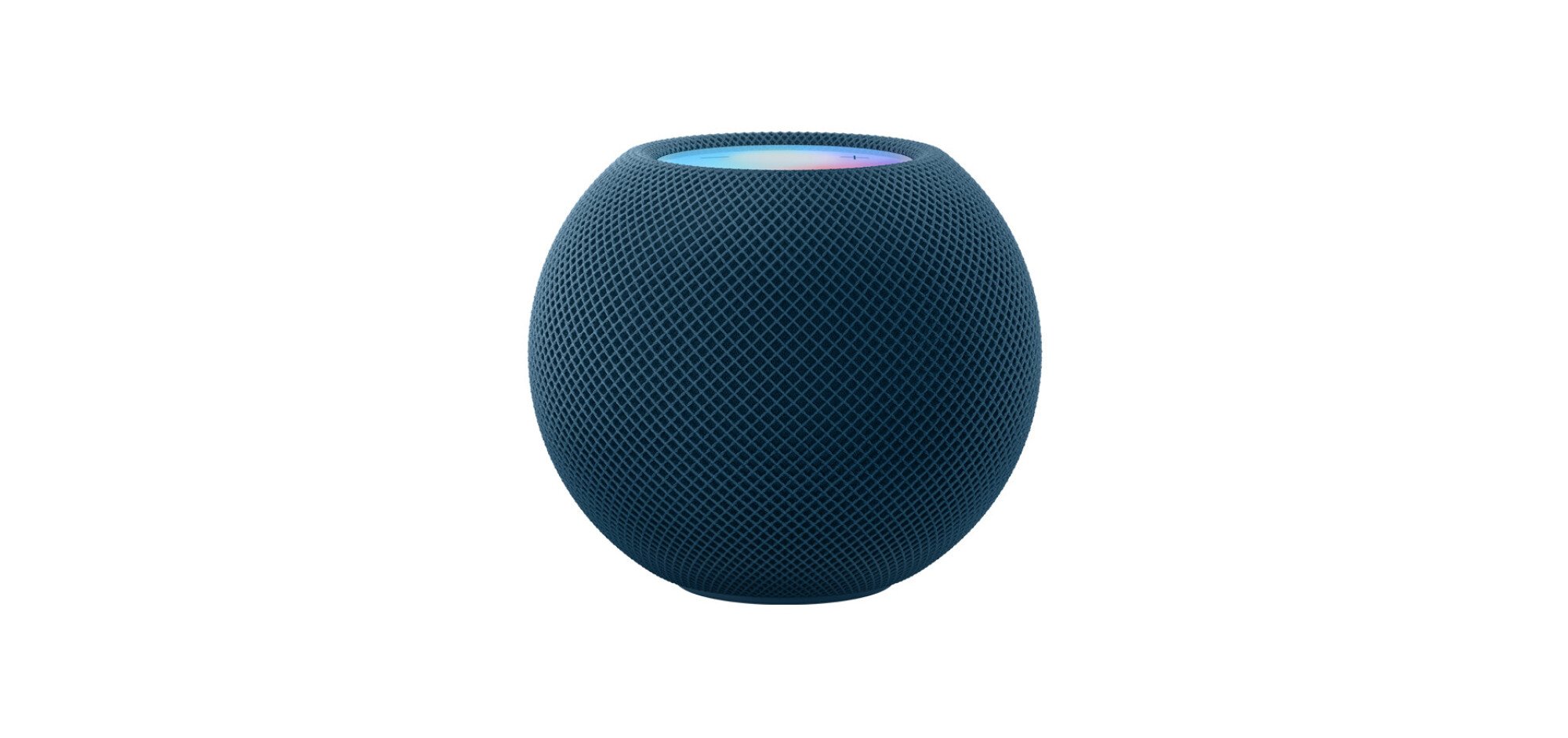 A blue HomePod mini