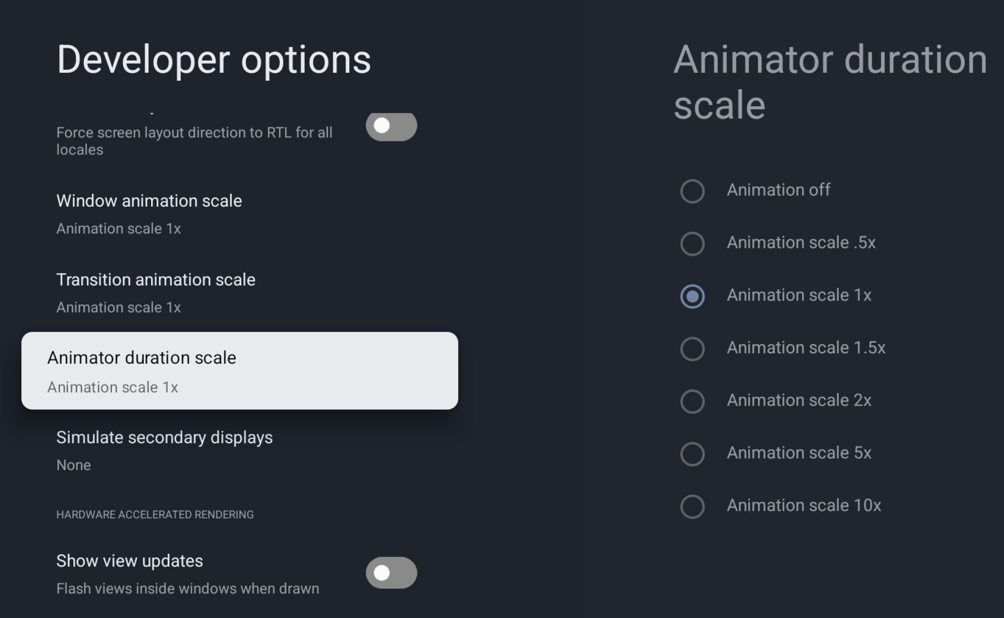 A screenshot of the Animator duraction scale setting