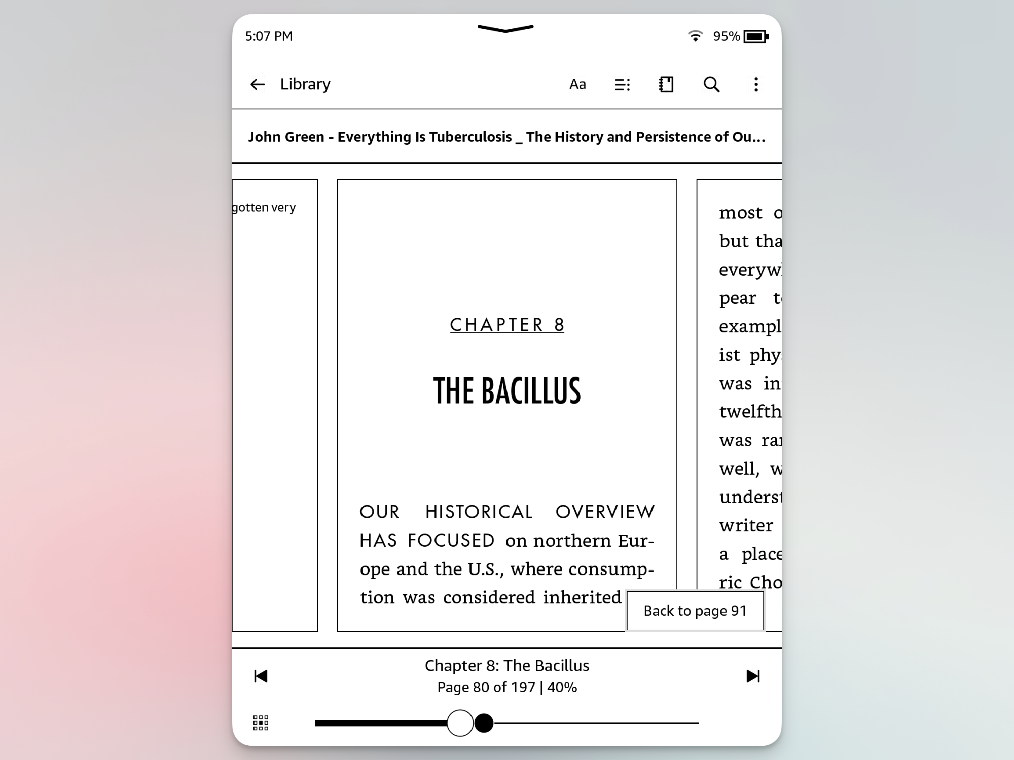 Chapter navigation in Kindle.