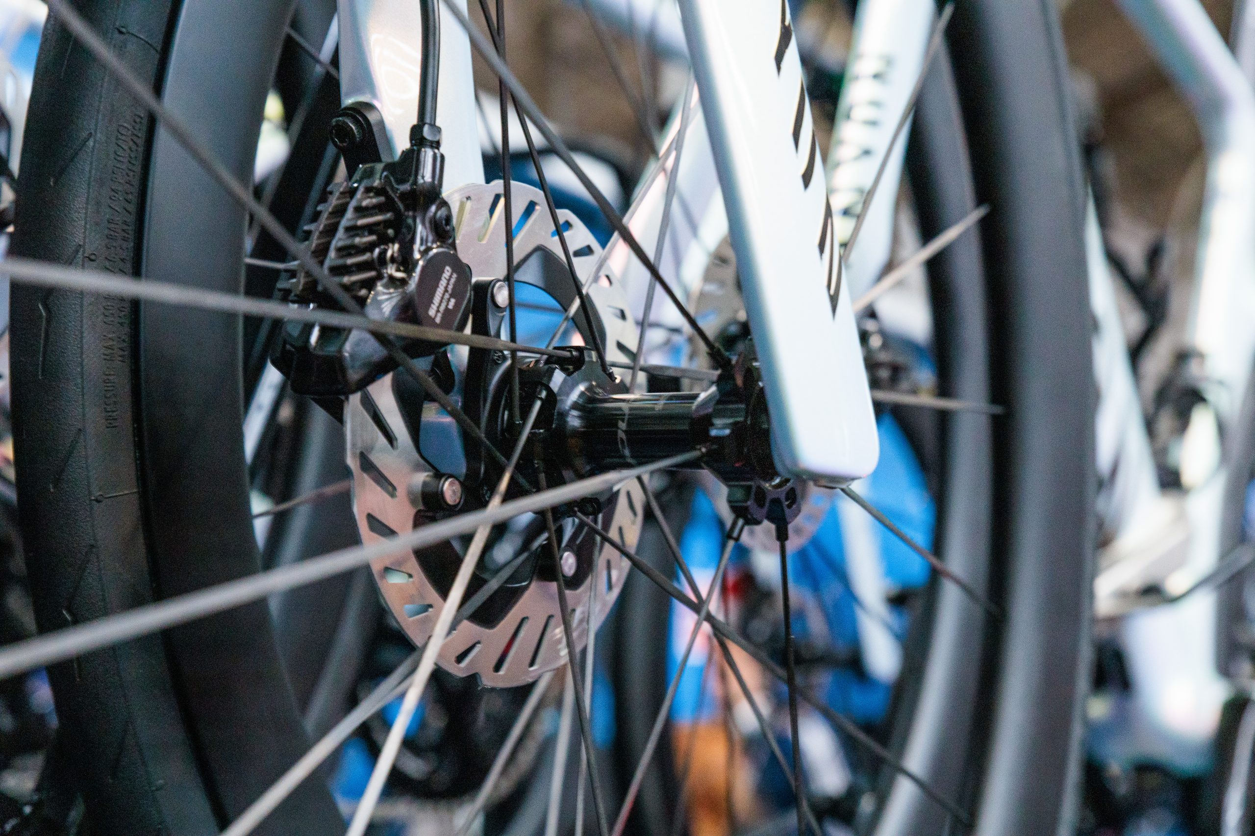 Dura-Ace hub on Mathieu van der Poel's Canyon Aeroad CFR at 2026 Omloop Het Nieuwsblad