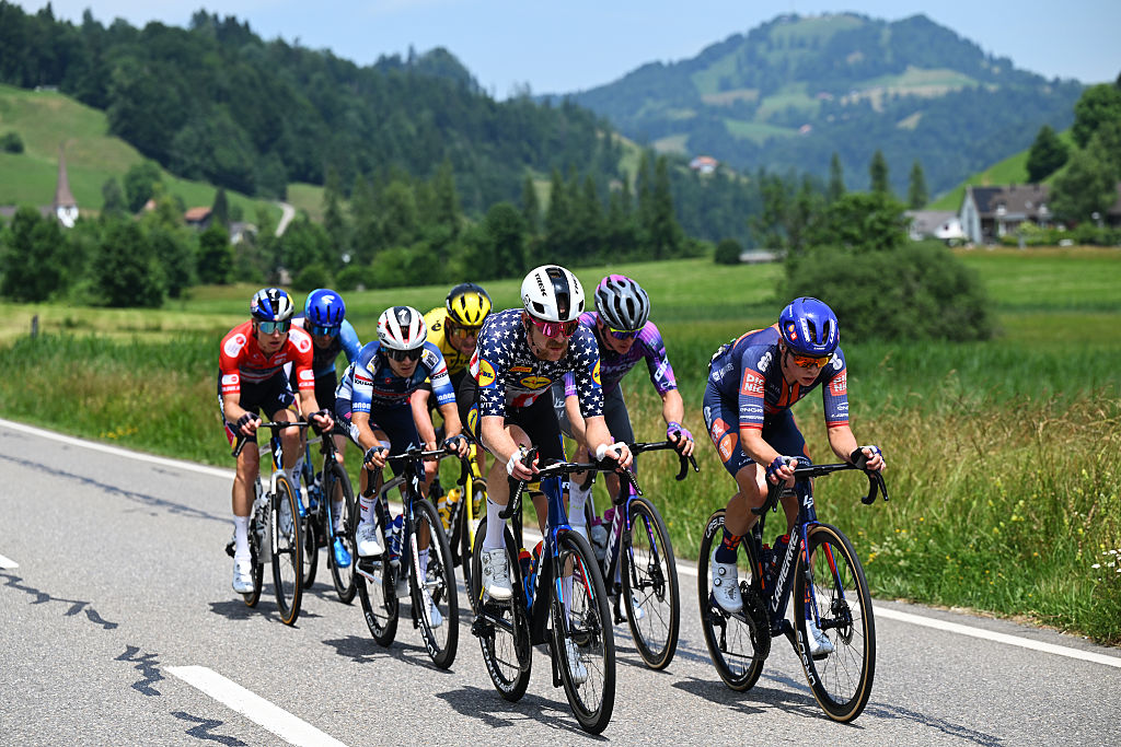 Pro cyclists at the 2025 Tour de Suisse.