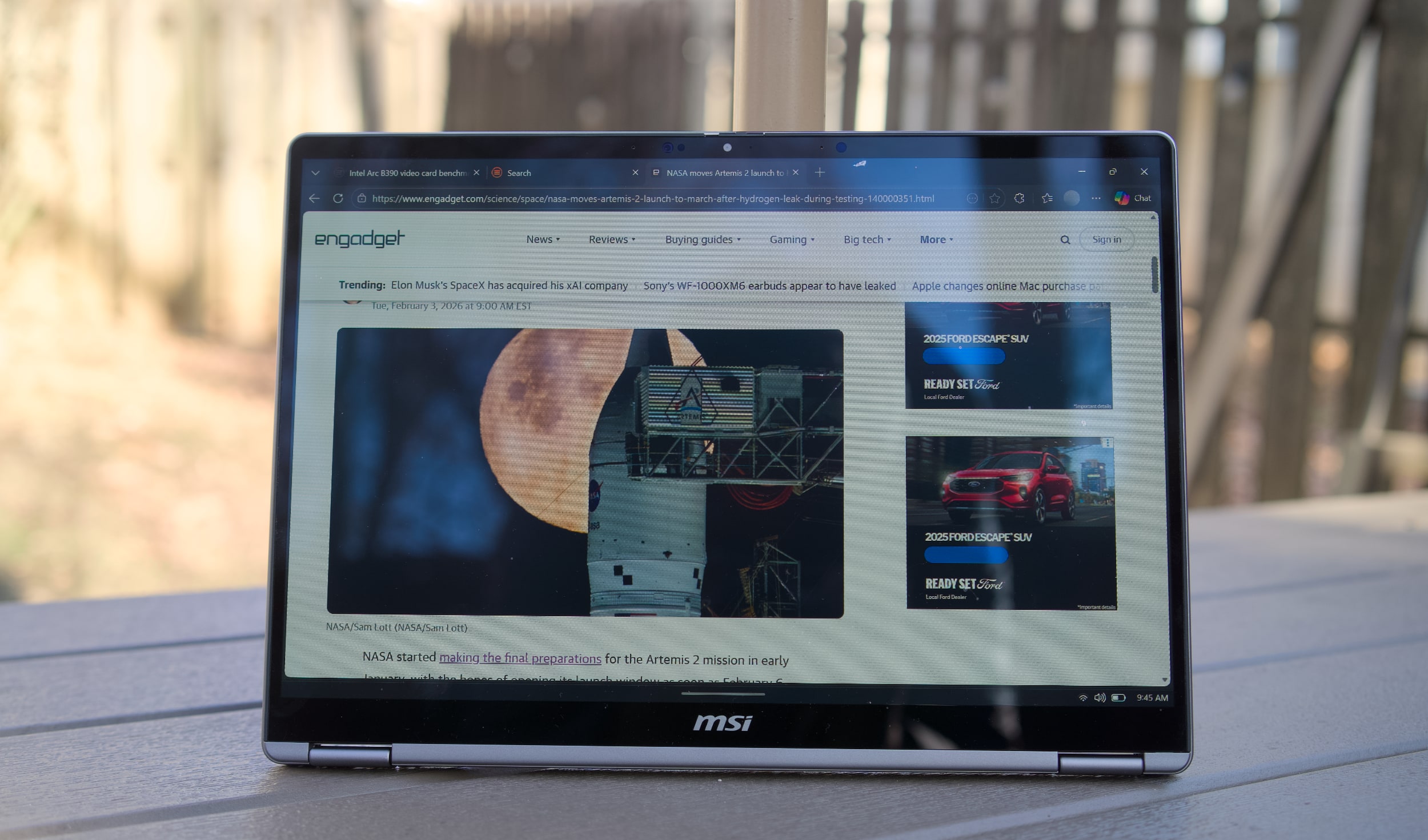 MSI Prestige 14 Flip AI+ in tablet mode
