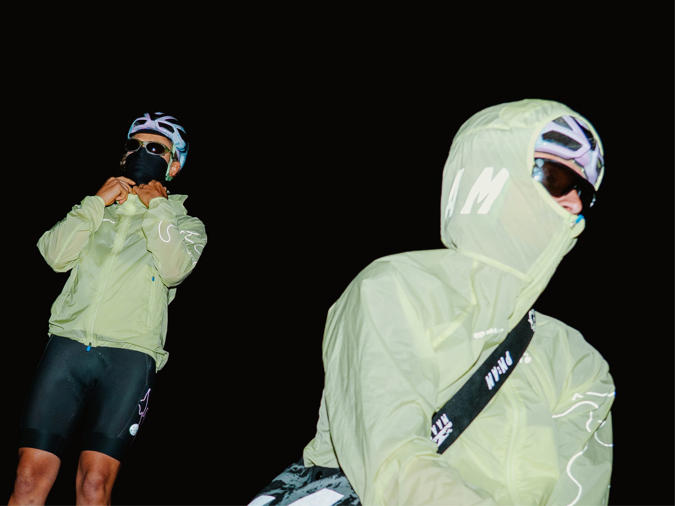 Two people wearing MAAP P.A.M cycling jackets.