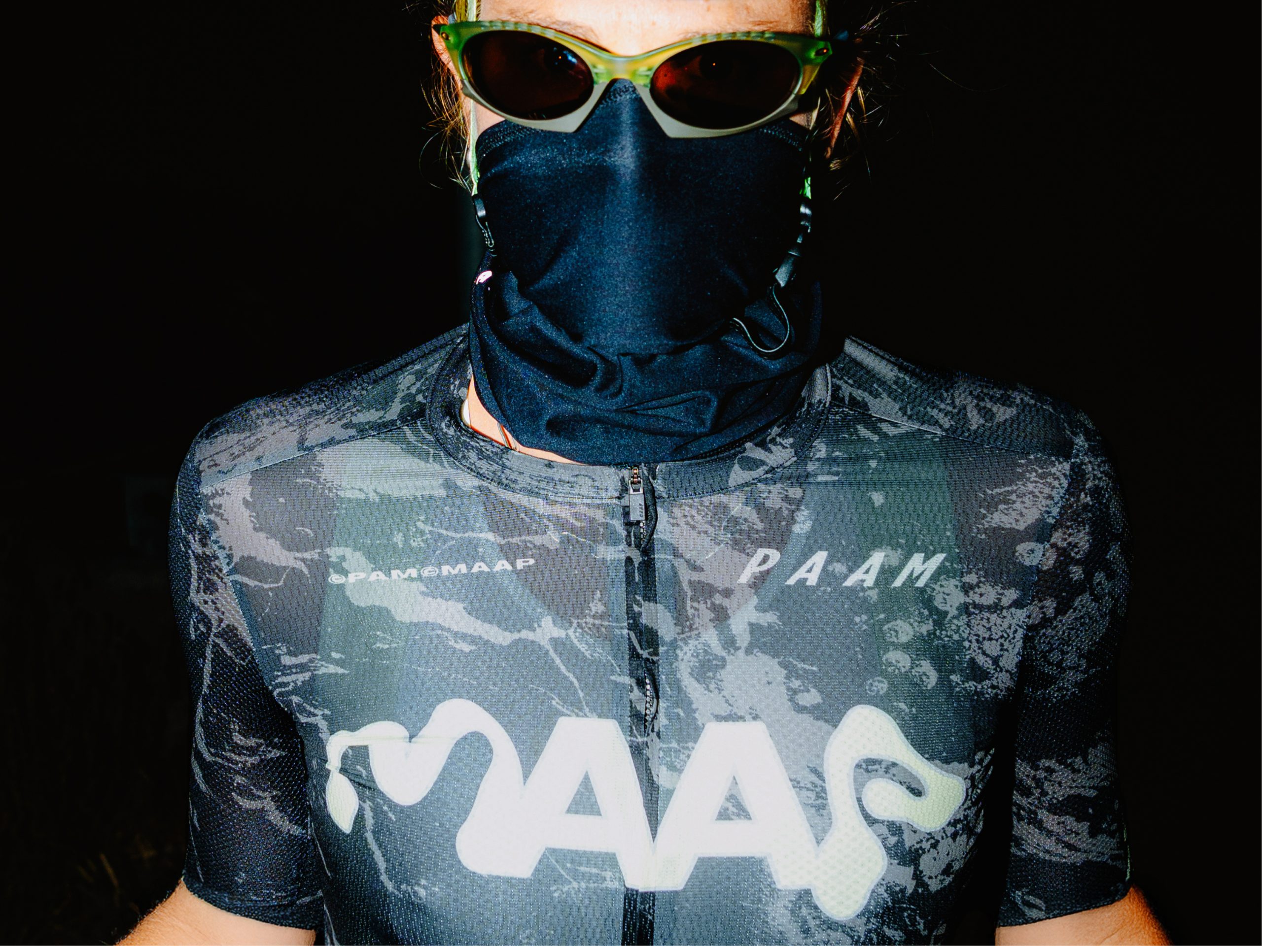 Model wearing MAAP P.A.M cycling jersey.