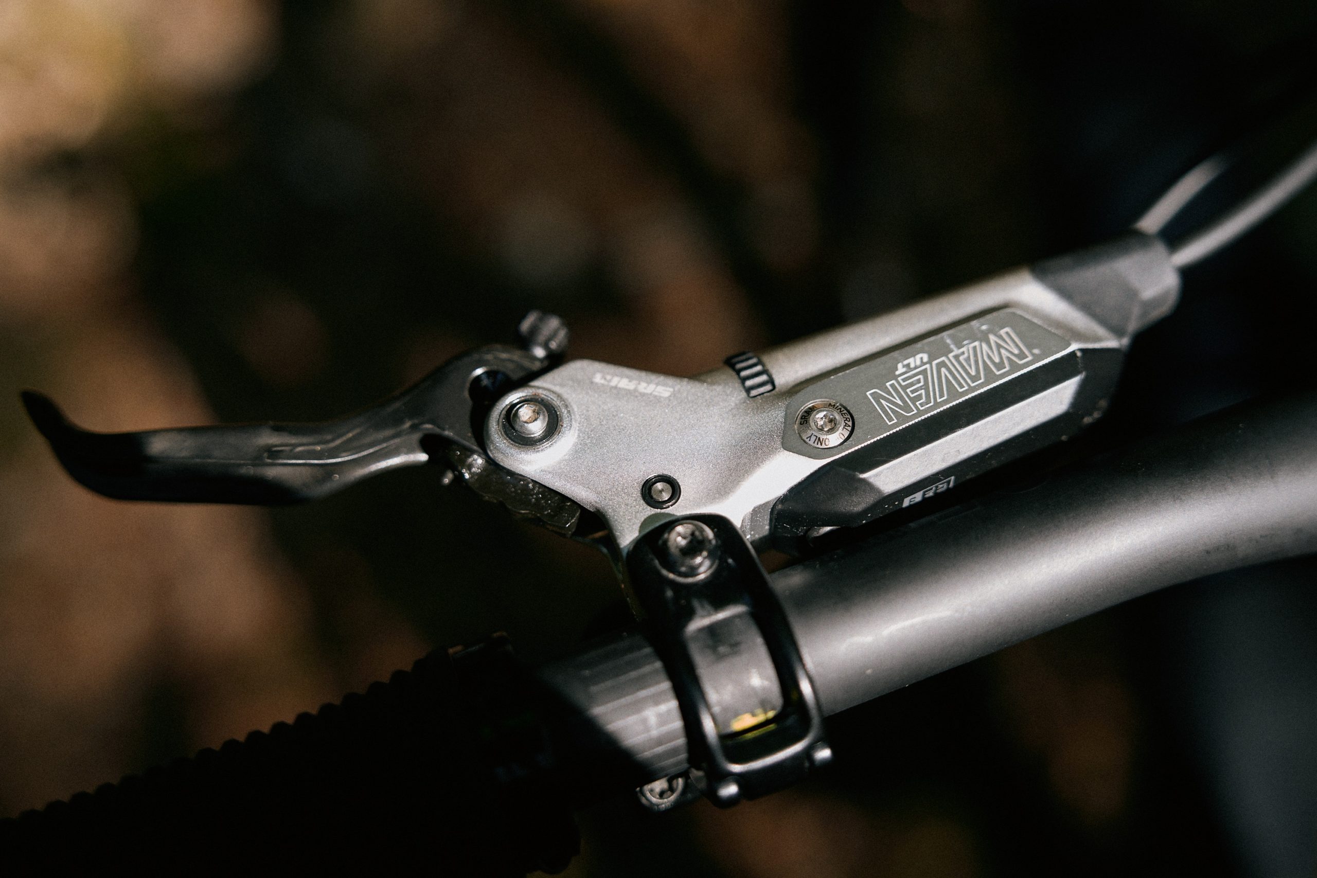 SRAM Maven Ultimate lever fixed to a handlebar.