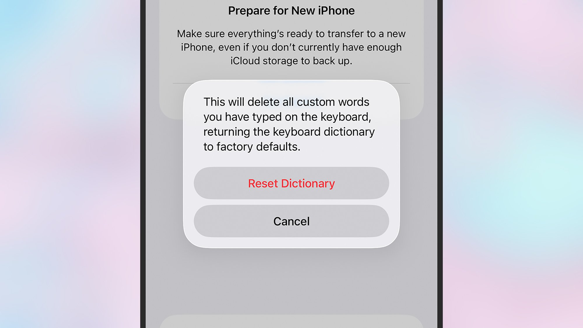 iOS keyboard reset