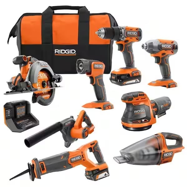 Ridgid 18-volt eight-tool combo set