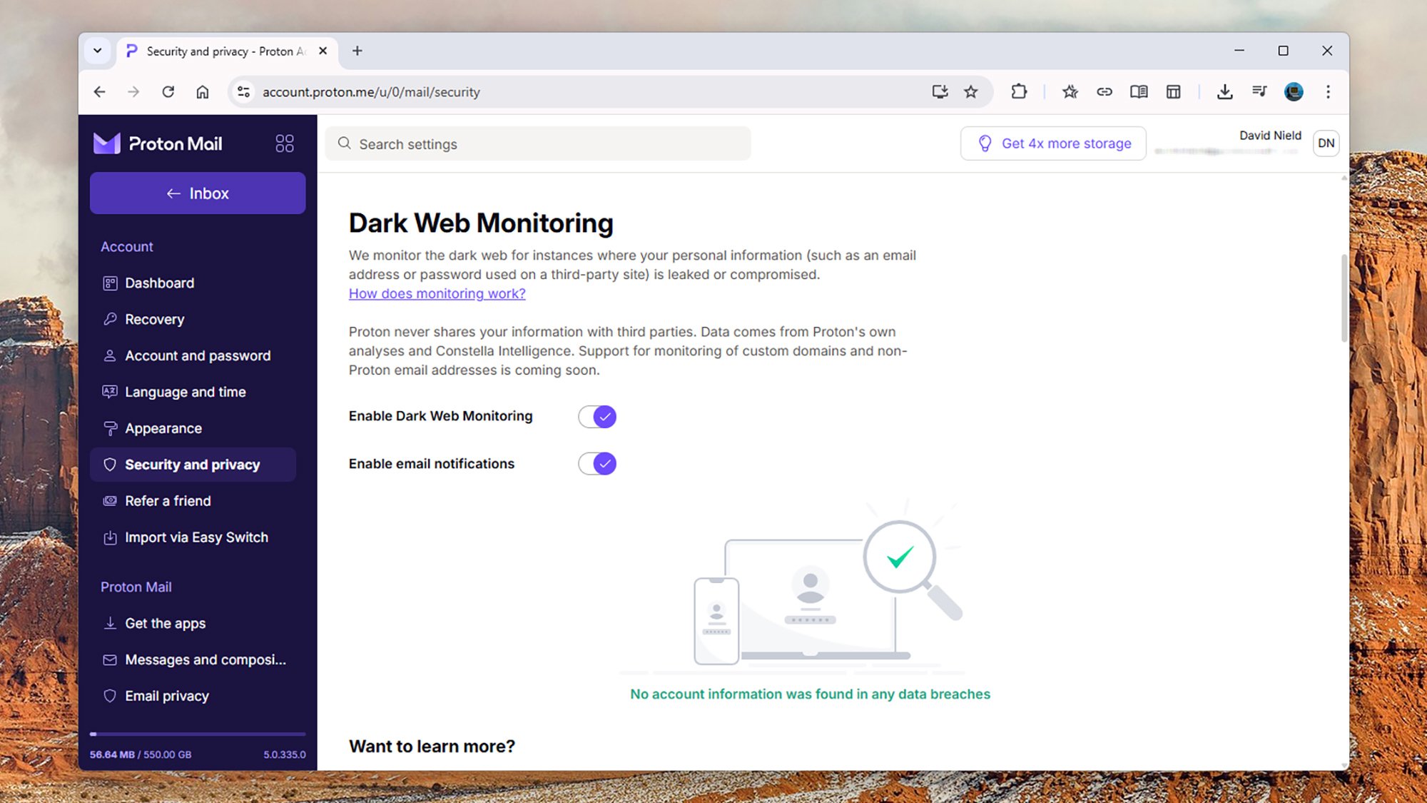 Proton Dark Web Monitoring