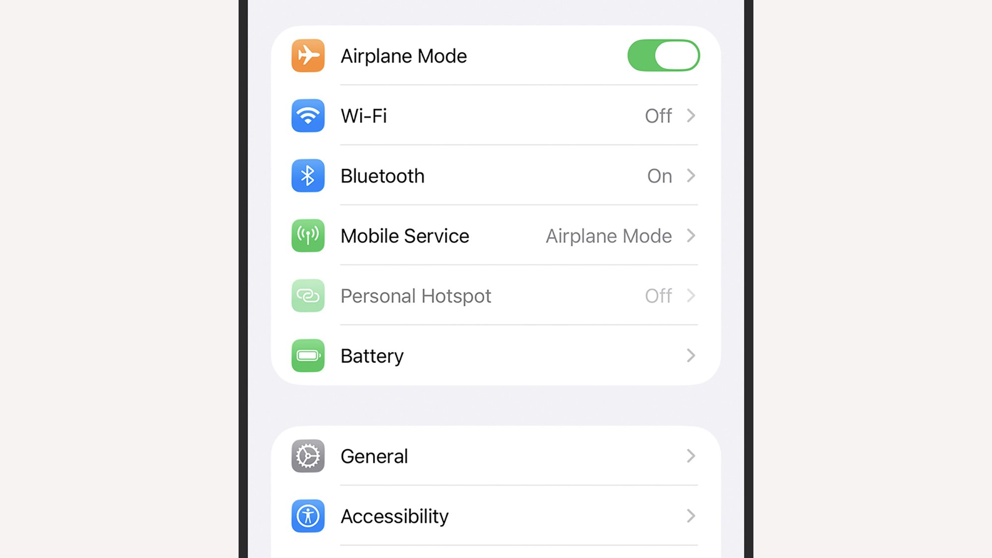 iOS Airplane mode