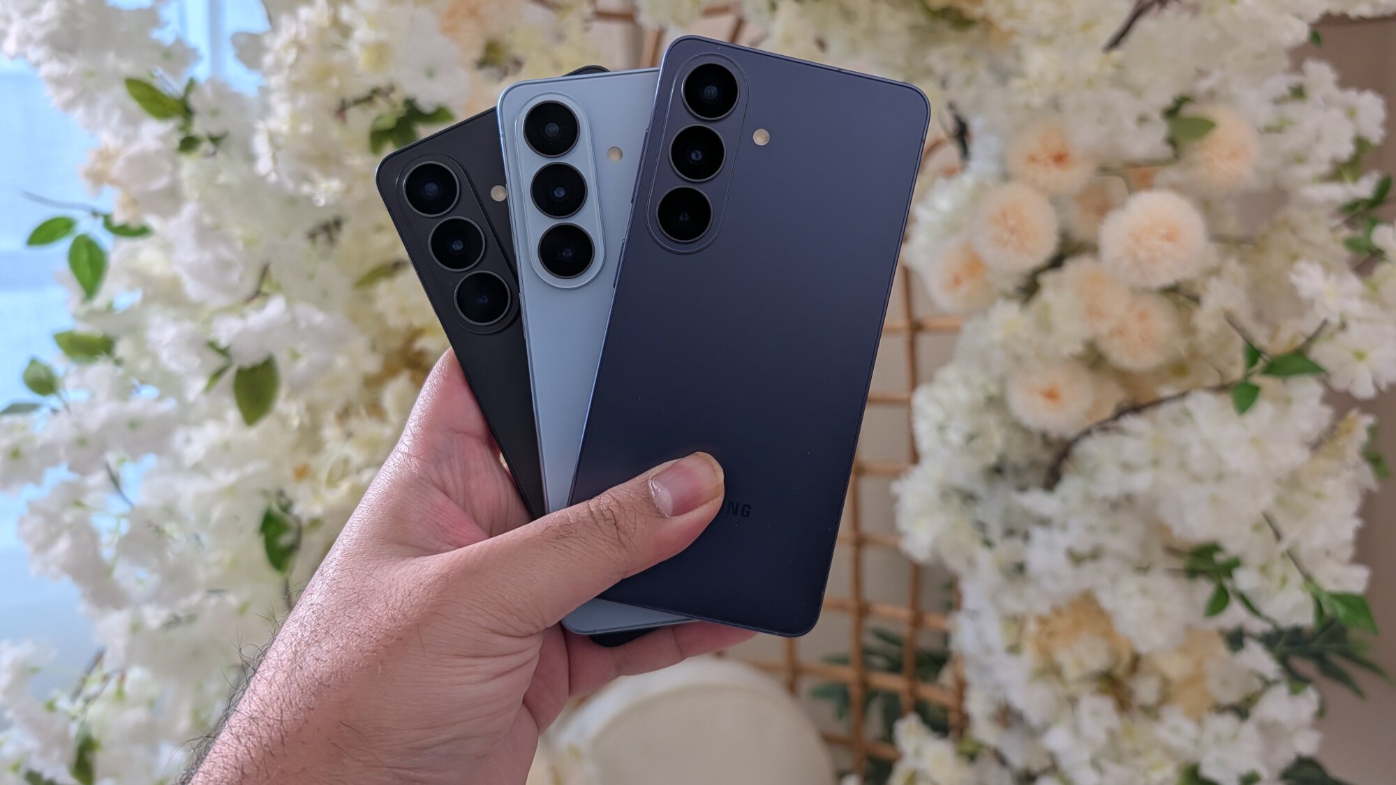 All three colours of the Samsung Galaxy S26 series.