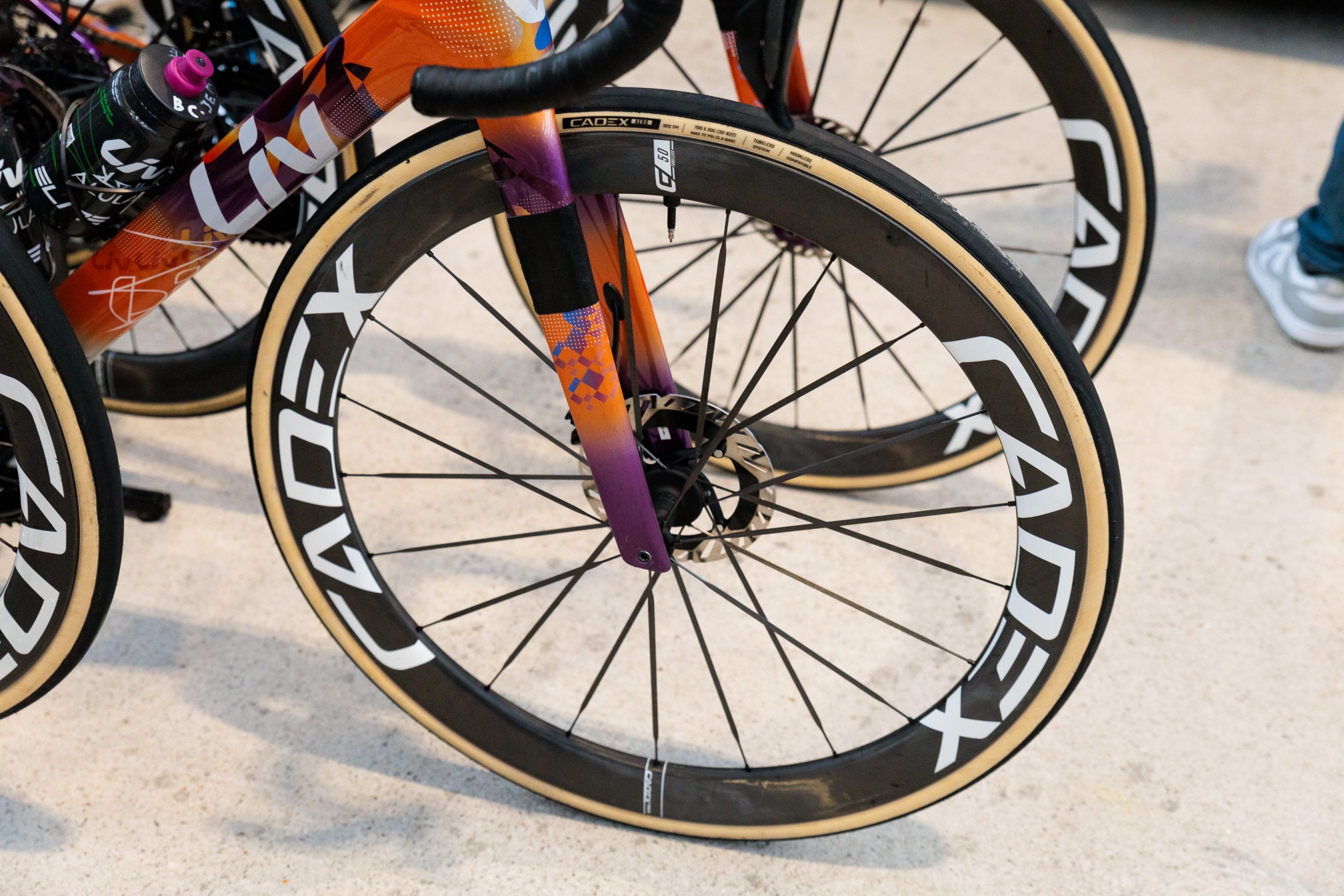 Cadex Aero Cotton tyre and Ultra 50 wheel at 2026 Omloop Het Nieuwsblad