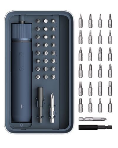 HOTO Electric Screwdriver Kit,25-Piece Upgraded Bit Set,3.6V Cordless Screwdriver Rechargeable,Magnetic Case Lid,3 Torque Settings,1500mAh Battery,LED Light for Furniture/Electrical Repairs