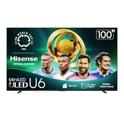 100" Hisense U6 Series 4K Mini-LED QLED Smart TV (2025 Model)