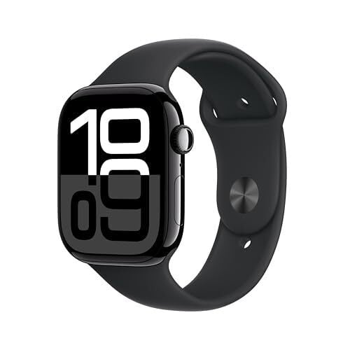 Apple Watch Series 10 GPS 46mm with Jet Black Aluminium Case with Black Sport Band