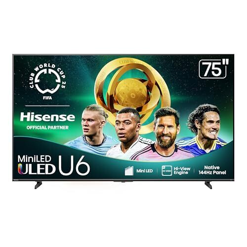 75" Hisense U6 Series 4K Mini-LED QLED Smart TV (2025 Model)