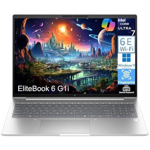 HP EliteBook 6 G1i Laptop Computer with Intel Ultra 7 255U, for Home Office Business, Lifetime Office 365, (64GB DDR5, 1TB SSD), Backlit Keyboard, Thunderbolt 4, WiFi 6E, Windows 11 Pro, Pale Silver