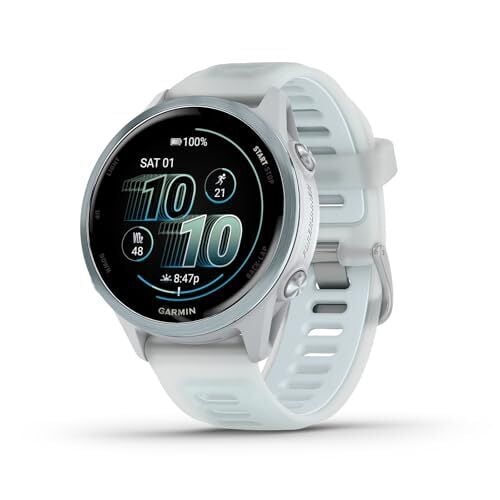 Garmin® Forerunner® 570, 42mm, Advanced GPS Running and Triathlon Smartwatch, AMOLED Display, Training and Recovery Features, Cloud Blue Aluminum with Translucent Whitestone/Band