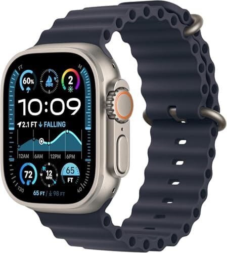 Apple Watch Ultra 2 [GPS + Cellular, 49mm] - Titanium Case with Blue Ocean Band, One Size (Renewed Premium)