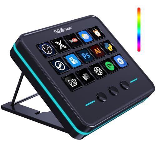 VSDINSIDE Macro Keypad, Stream Controller Deck Gaming Streaming Shortcut Keyboard, 18 Programmable Keys Customizable Visual AI Pad USB Soundboard for OBS, YouTube, Desk Office Setup, Laptop, PC, Mac