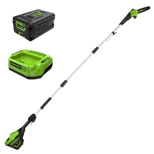 Greenworks 60V 10" Brushless Cordless Pole Saw, 14.5 Ft. Reach, 2.0Ah Battery & Charger