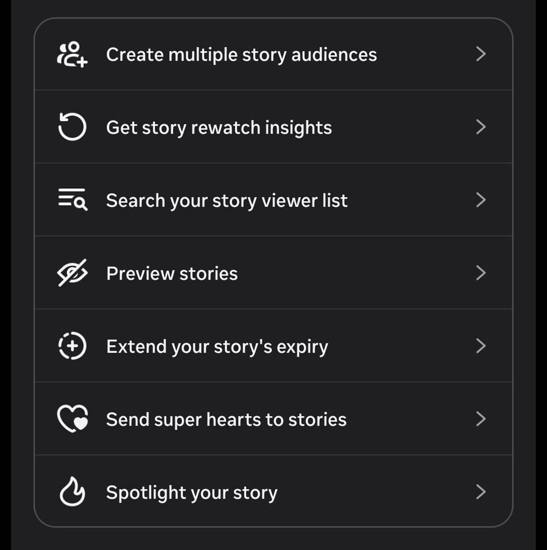 A list of features that come with Instagram Plus subscriptions.