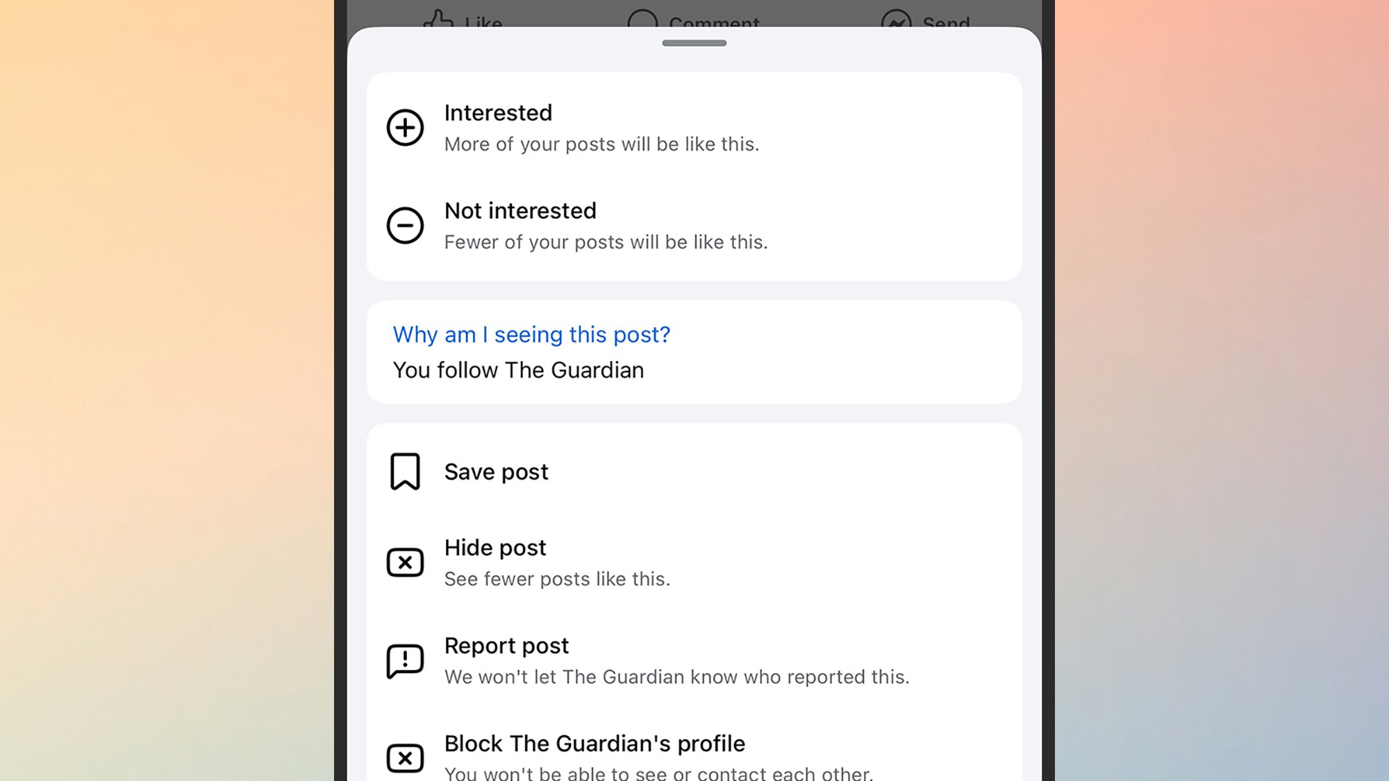 Facebook preferences