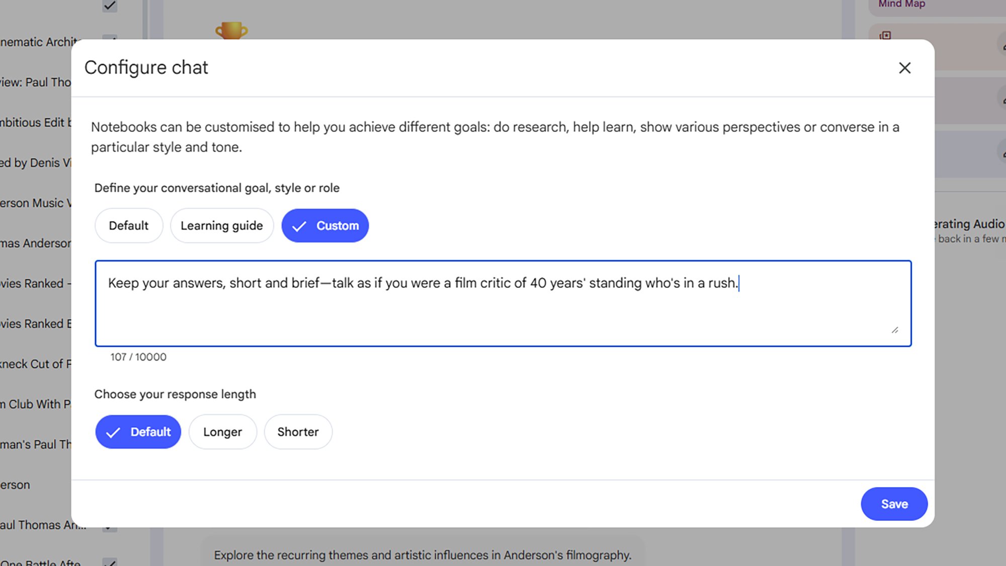NotebookLM custom chat