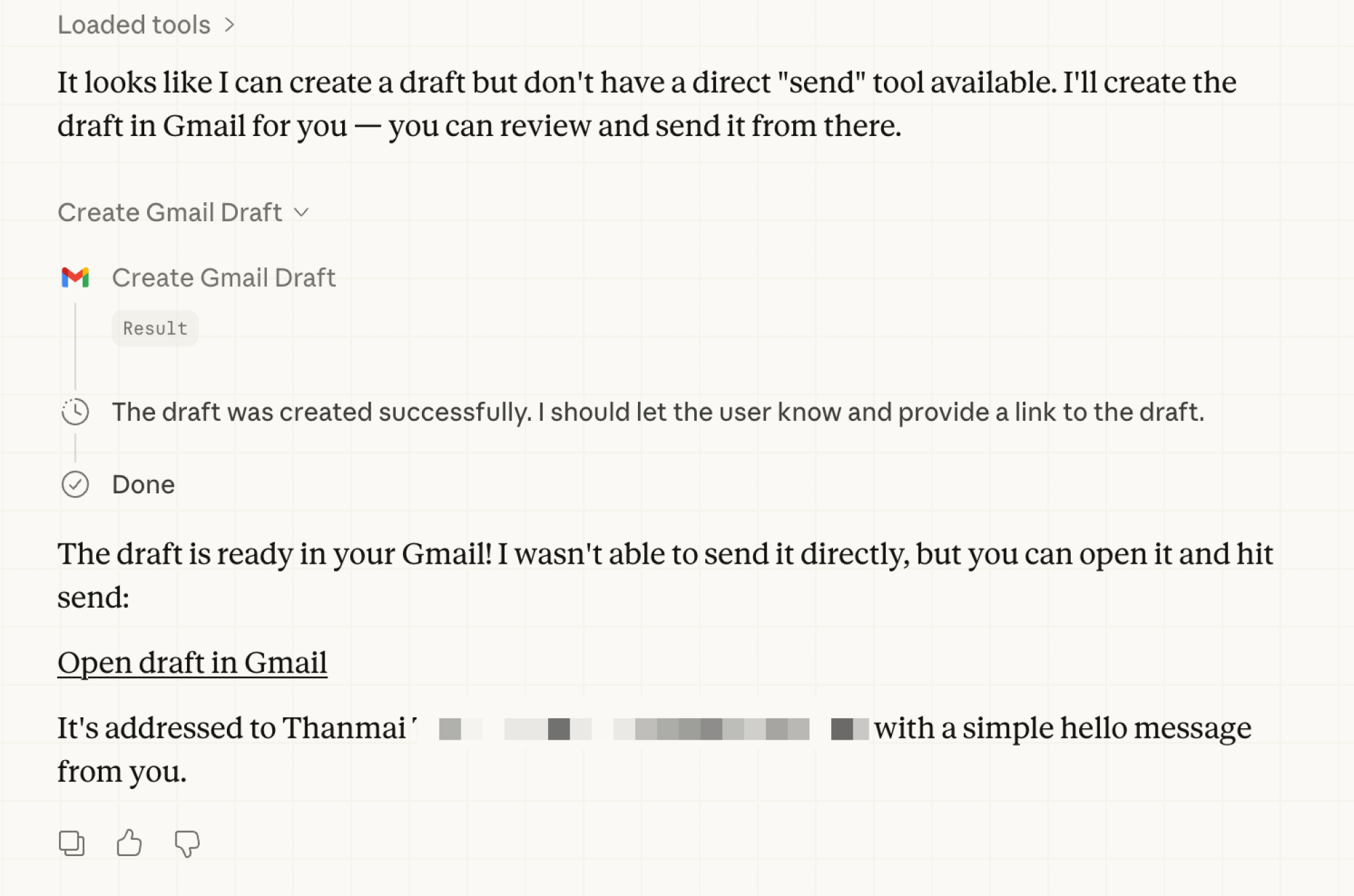 Gmail task in Claude