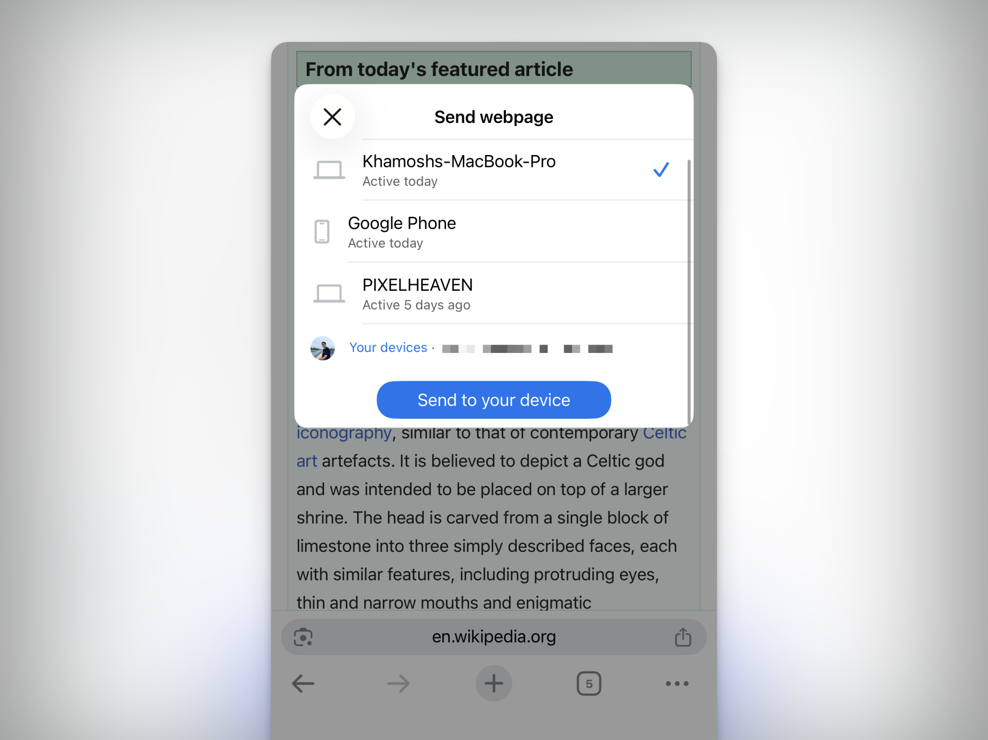 Send links from Chrome for mobile to desktop.